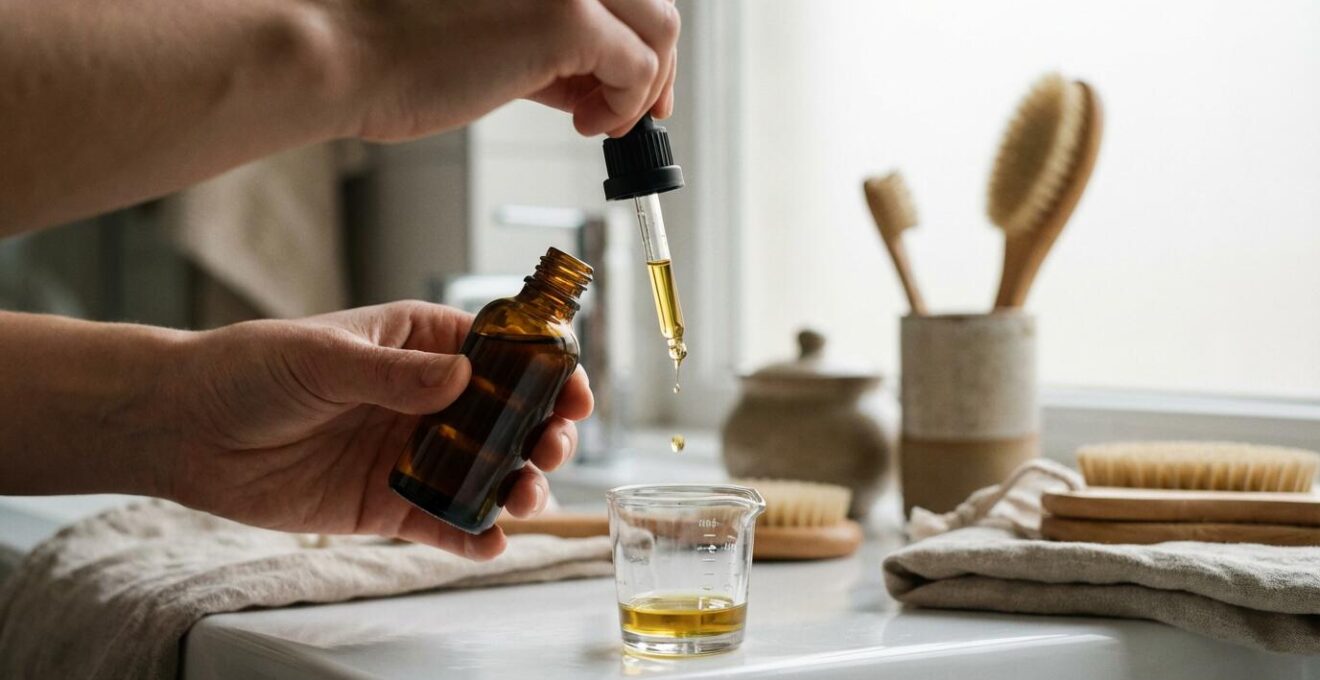 Flacon d'huile CBD avec compte-gouttes pour dosage précis du cannabidiol